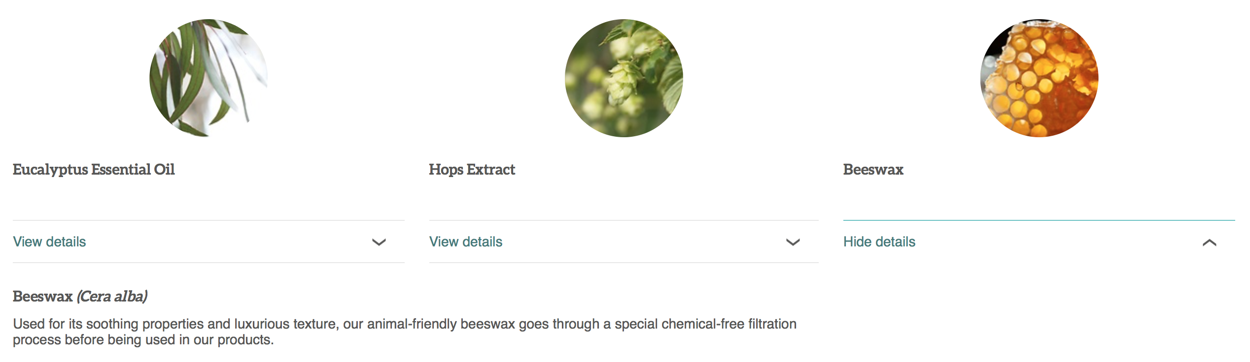 A screenshot of the non-vegan friendly ingredients in the Cleanse and Polish taken from the Liz Earle website